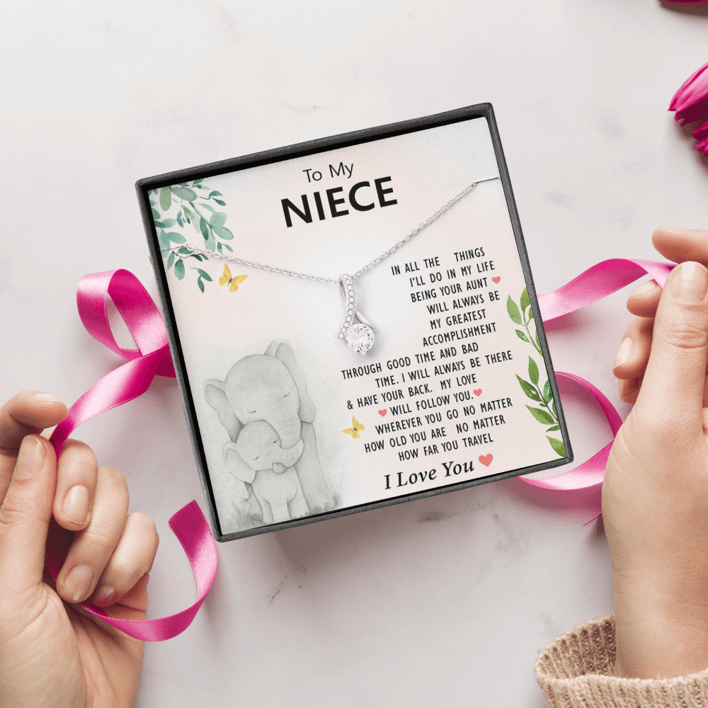 To My Niece - My Love Will Follow You | Beautiful 14K White Gold Family Forever Pendant