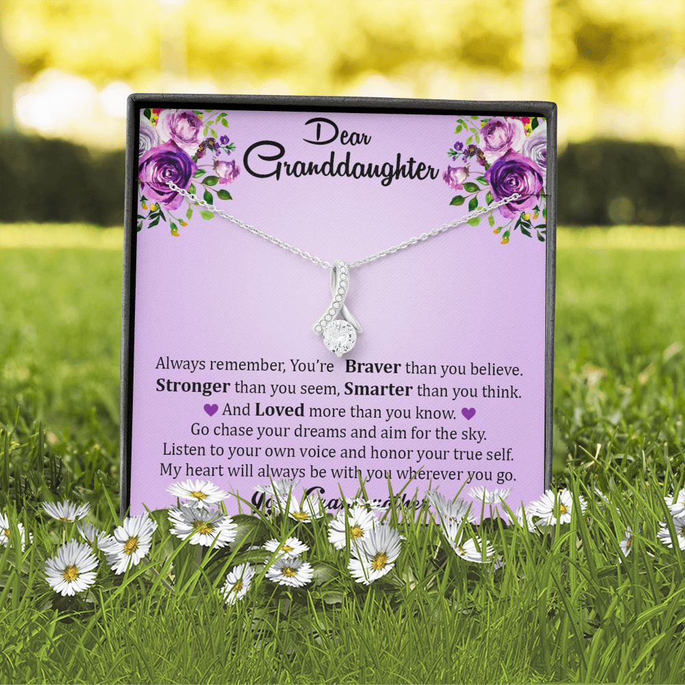 Dear Grand Daughter - Go Chase Your Dreams (Love, Grandmother) | Stunning 14K White Gold Family Forever Pendant
