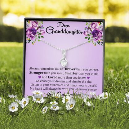Dear Grand Daughter - Go Chase Your Dreams (Love, Grandmother) | Stunning 14K White Gold Family Forever Pendant