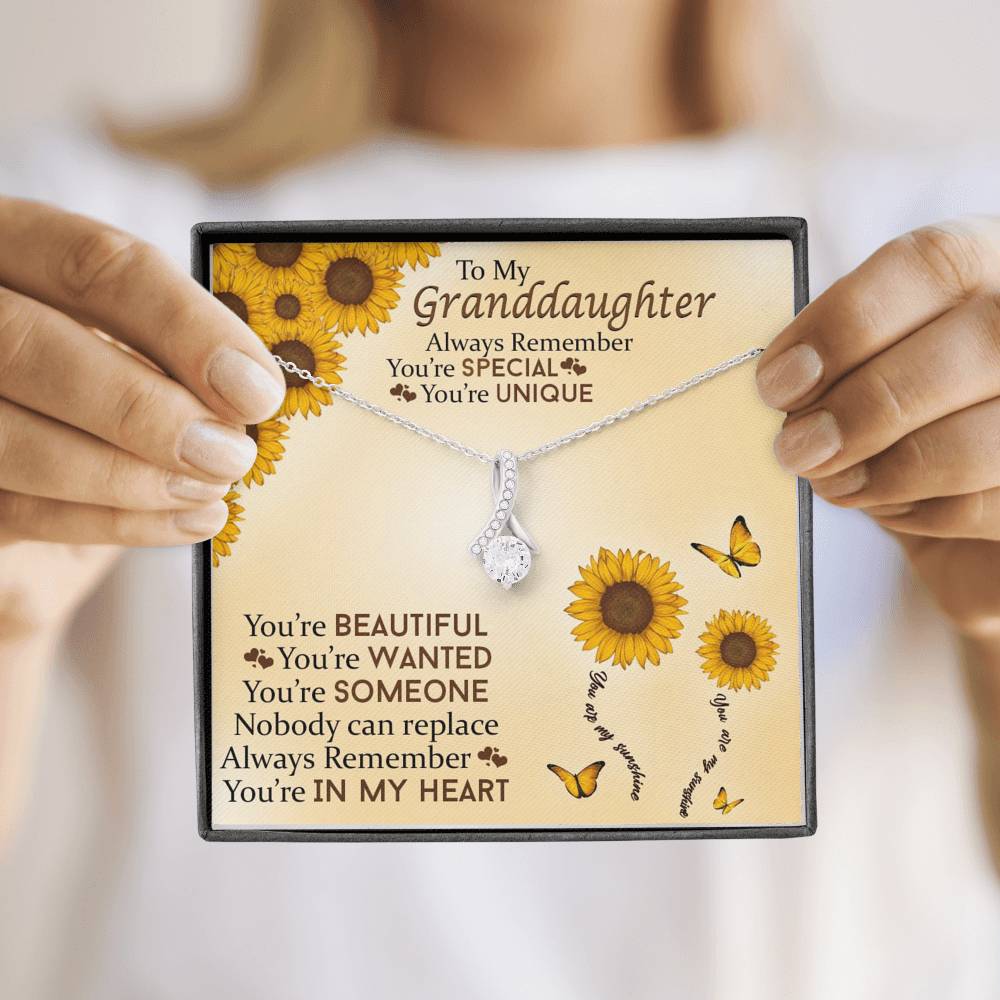 To My Grand Daughter - Nobody Can Replace | Beautiful 14k White Gold Family Forever Pendant