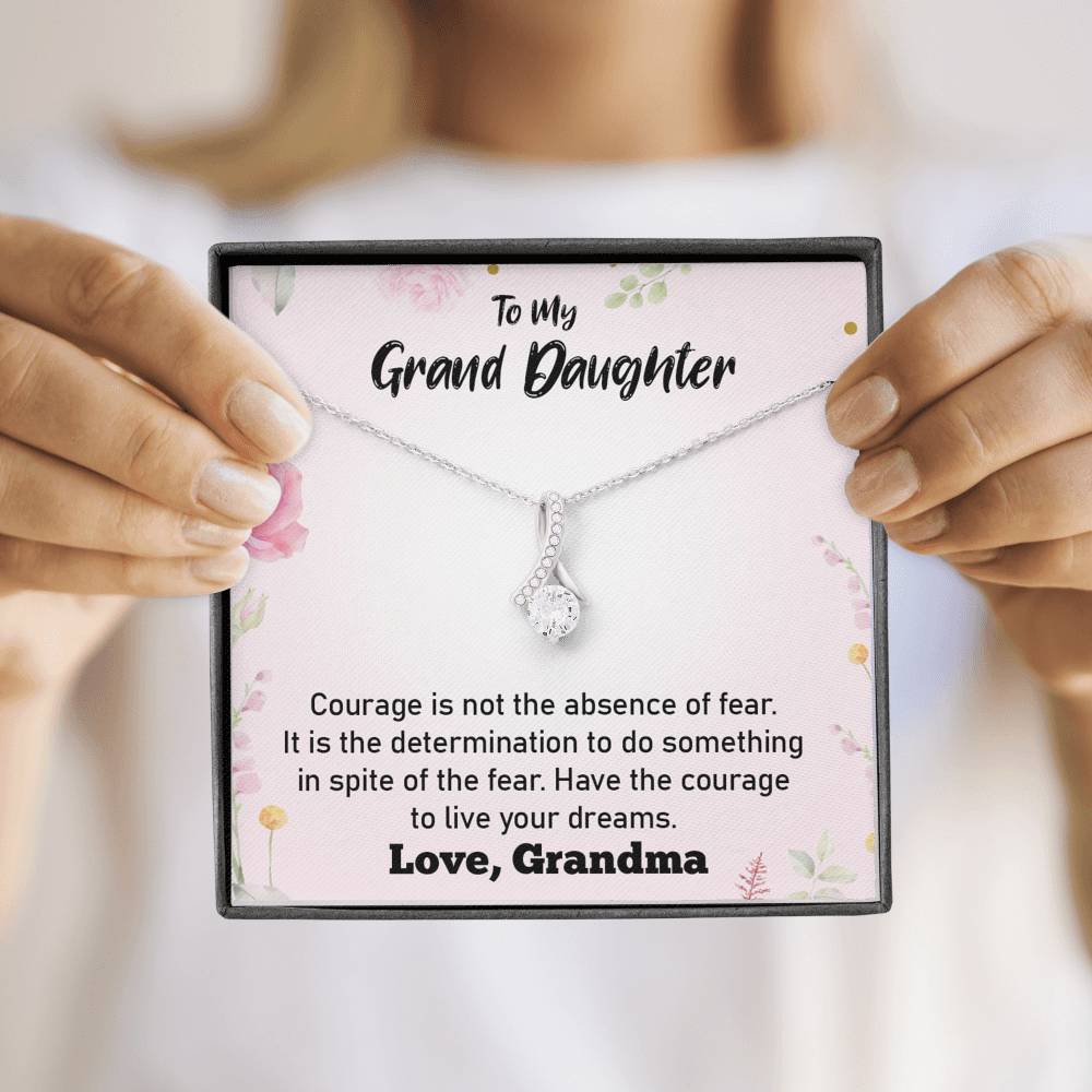 To My Grand Daughter - Live Your Dreams (Love, Grandma) | Beautiful 14k White Gold Family Forever Pendant