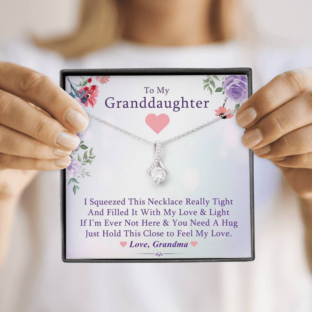 To My Grand Daughter - If You Need A Hug (Love, Grandma) | Beautiful 14K White Gold Family Forever Pendant