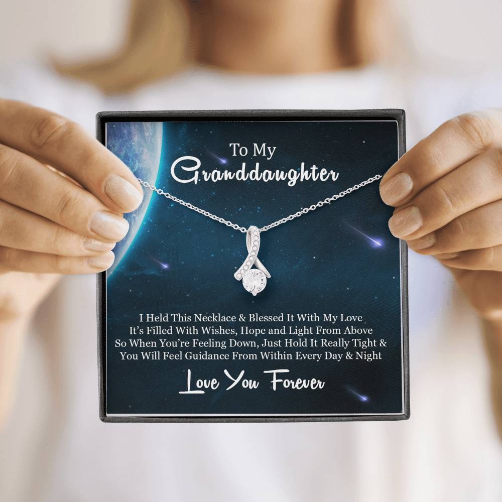 To My Grand Daughter - When You are Feeling Down | Stunning 14K White Gold Family Forever Pendant
