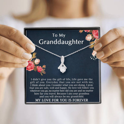 To My Granddaughter - My Love Will Follow You |  Beautiful 14k White Gold Family Forever Pendant