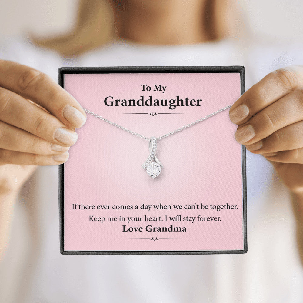 To My Grand Daughter - I Will Stay Forever (Love, Grandma) | Beautiful 14k White Gold Family Forever Pendant