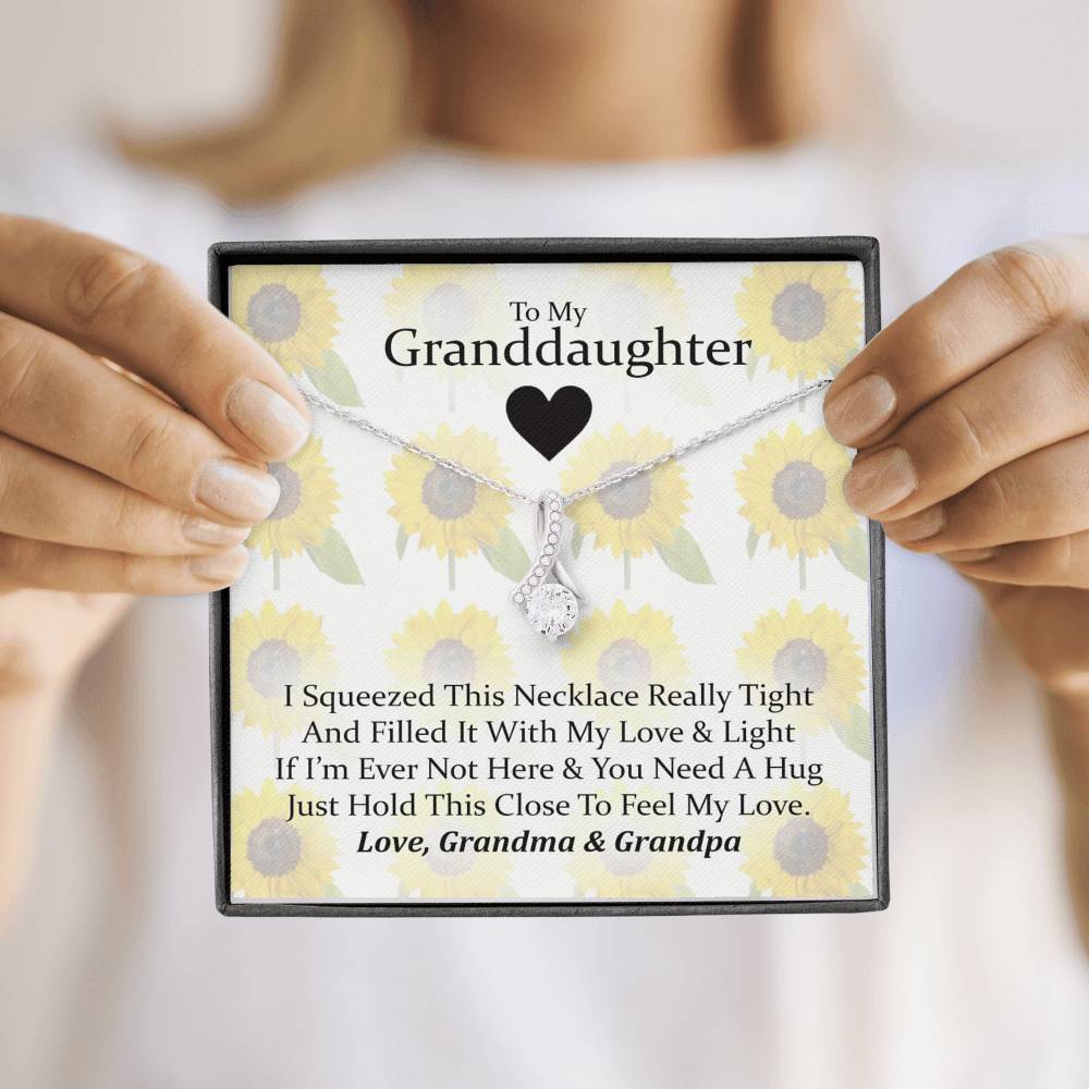 To My Grand Daughter - If I'm Ever Not Here (Love, Grandma & Grandpa) |  Stunning 14k White Gold Family Forever Pendant