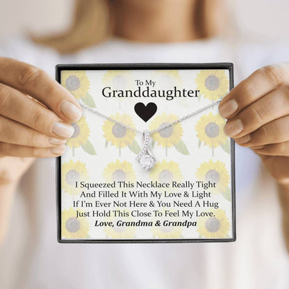 To My Grand Daughter - If I'm Ever Not Here (Love, Grandma & Grandpa) |  Stunning 14k White Gold Family Forever Pendant