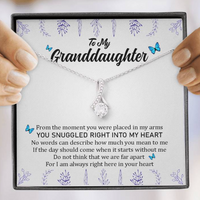 To My Grand Daughter - Always Right Here In Your Heart | Stunning 14K White Gold Family Forever Pendant