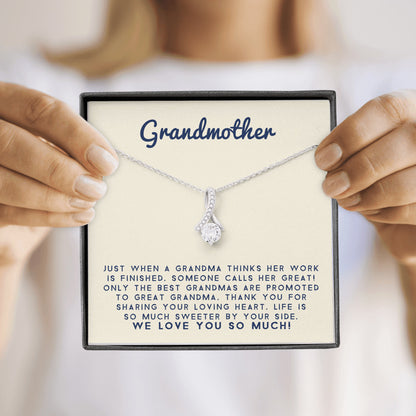 Grand Mother - Life Is So Much Sweeter By Your Side |  Beautiful 14k White Gold Family Forever Pendant