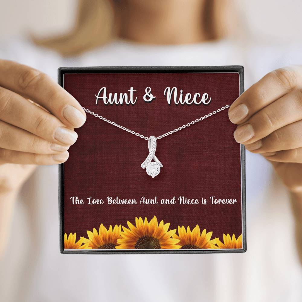 Aunt & Niece - The Love Is Forever | Beautiful 14k White Gold Family Forever Pendant