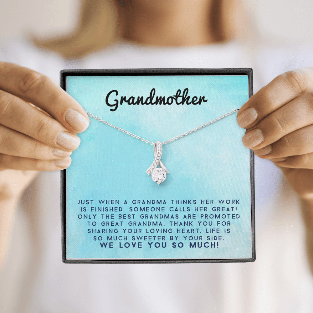 Grand Mother - Life Is Sweeter By Your Side | Beautiful 14k White Gold Family Forever Pendant