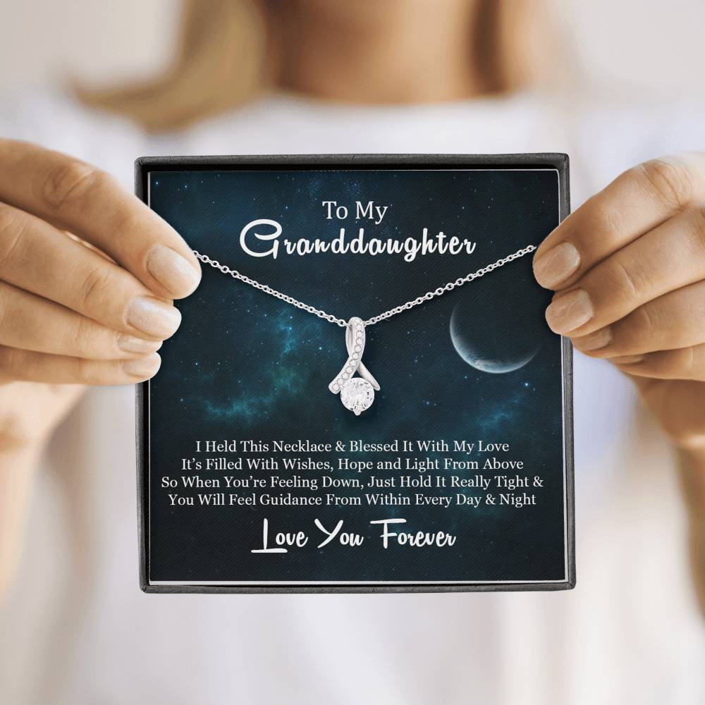 To My Grand Daughter - When You are Feeling Down | Stunning 14K White Gold Family Forever Pendant