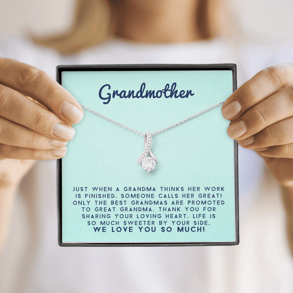 Grand Mother - Life Is So Much Sweeter By Your Side |  Beautiful 14k White Gold Family Forever Pendant