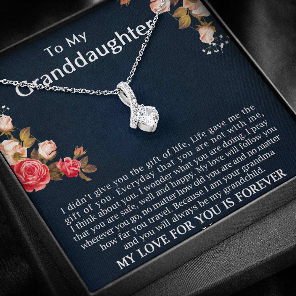To My Granddaughter - My Love Will Follow You |  Beautiful 14k White Gold Family Forever Pendant