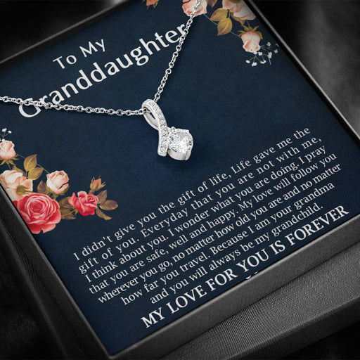 To My Granddaughter - My Love Will Follow You | Beautiful 14k White Gold Family Forever Pendant Standard Box