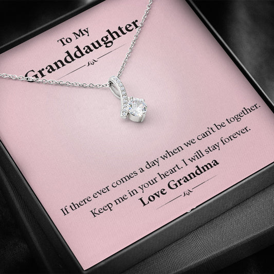 To My Grand Daughter - I Will Stay Forever (Love, Grandma) | Beautiful 14k White Gold Family Forever Pendant