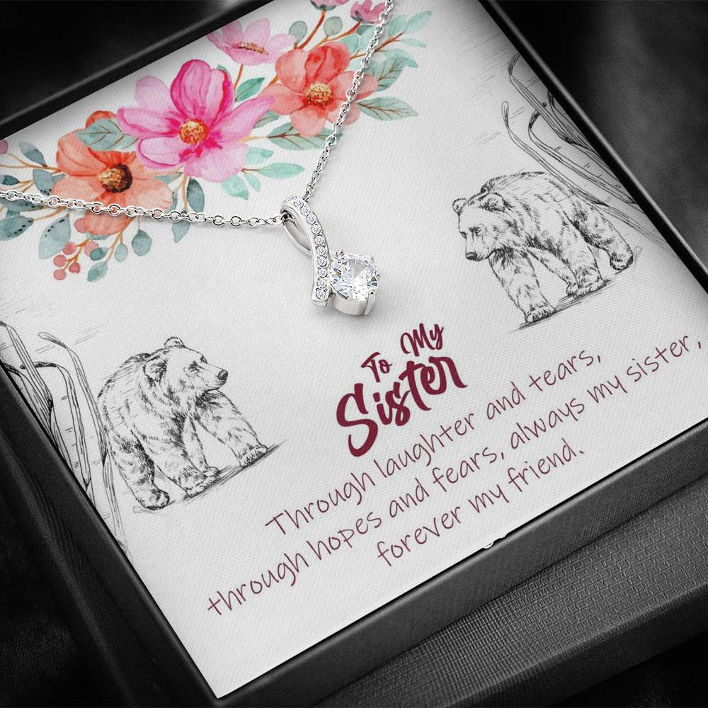 To My Sister - Forever My Friend | Stunning 14K White Gold Family Forever Pendant
