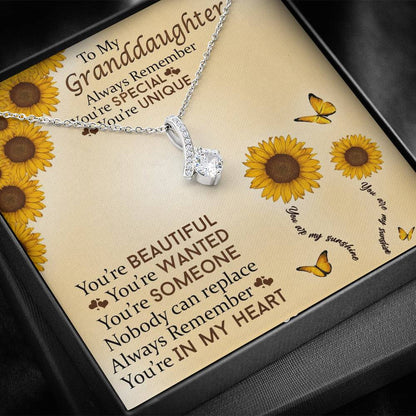 To My Grand Daughter - Nobody Can Replace | Beautiful 14k White Gold Family Forever Pendant