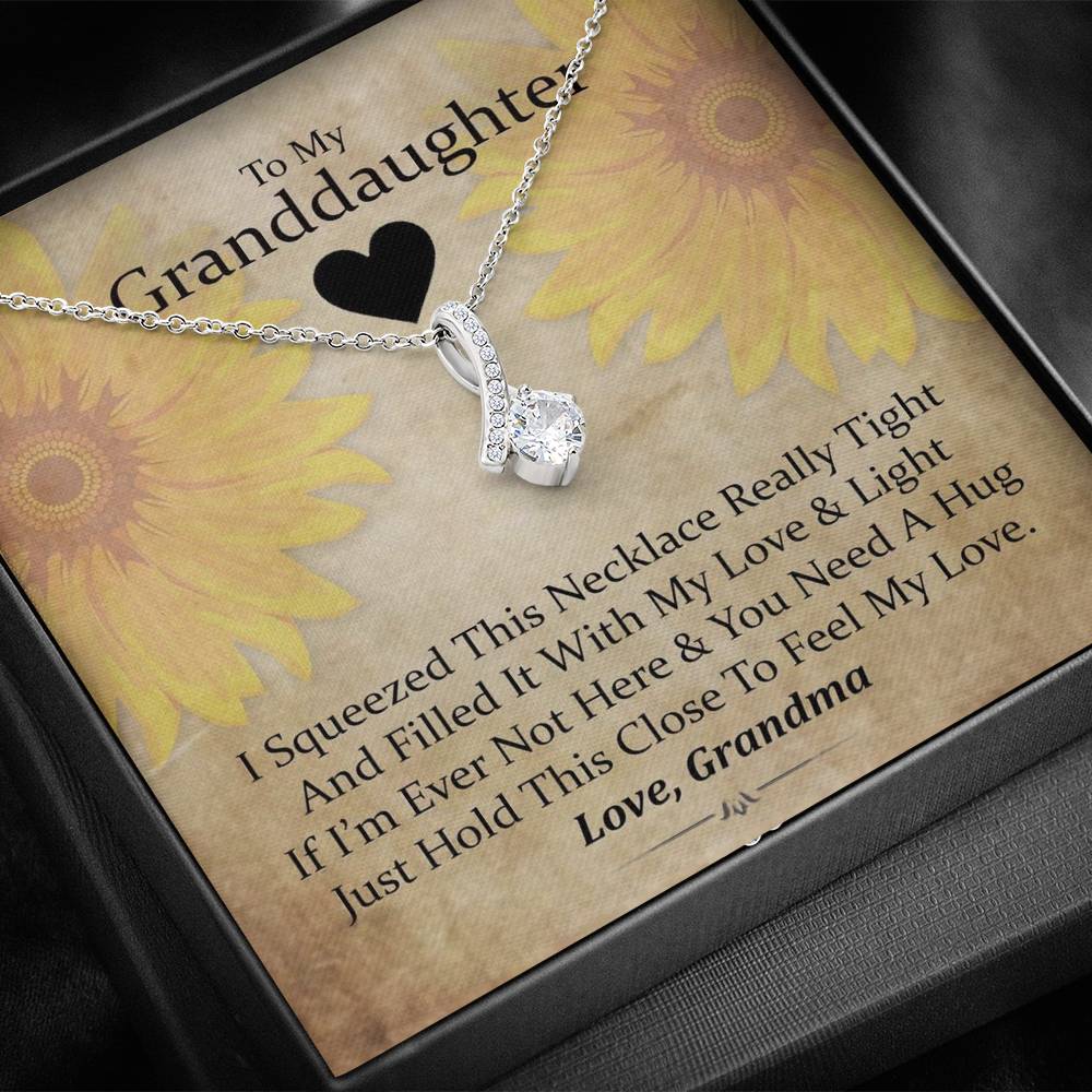 To My Grand Daughter - If You Need A Hug (Love, Grandma) | Beautiful Handcrafted 14k White Gold Family Forever Pendant