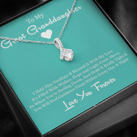 To My Great Granddaughter - When You Are Feeling Down |  Beautiful 14K White Gold Family Forever Pendant