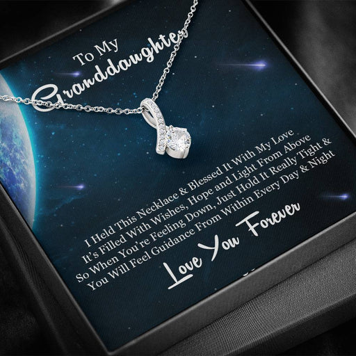 To My Grand Daughter - When You are Feeling Down | Stunning 14K White Gold Family Forever Pendant Standard Box