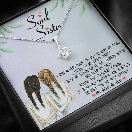 Soul Sister - Beyond Blessed To Call You My Best Friend | Beautiful 14k White Gold Family Forever Pendant