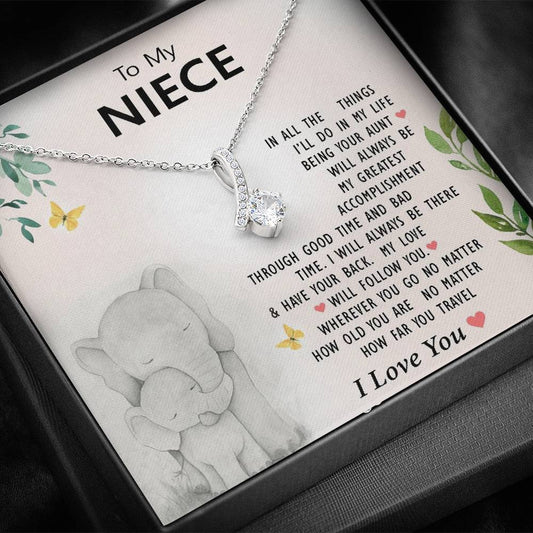 To My Niece - My Love Will Follow You | Beautiful 14K White Gold Family Forever Pendant