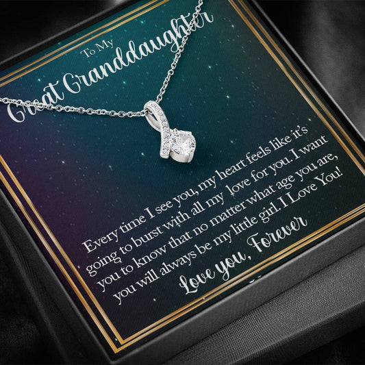 To My Great Grand Daughter - You Will Always Be My Little Girl |  Beautiful 14K White Gold Family Forever Pendant