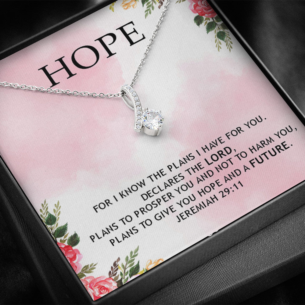 HOPE - I Know The Plans I Have For You ( Jeremiah 29:11 ) | Beautiful 14k White Gold Family Forever Pendant