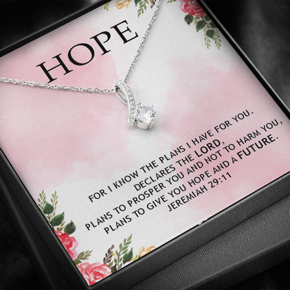 HOPE - I Know The Plans I Have For You ( Jeremiah 29:11 ) | Beautiful 14k White Gold Family Forever Pendant