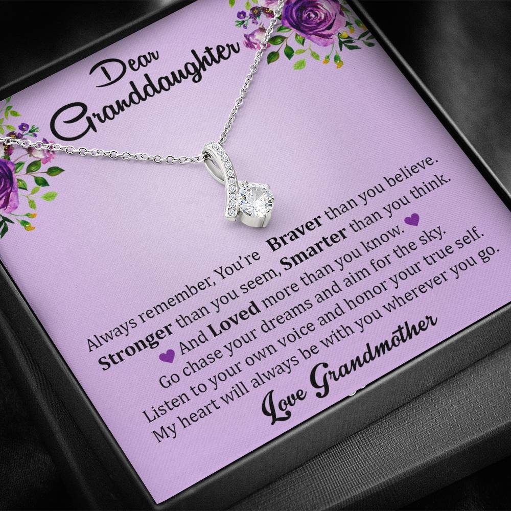 Dear Grand Daughter - Go Chase Your Dreams (Love, Grandmother) | Stunning 14K White Gold Family Forever Pendant