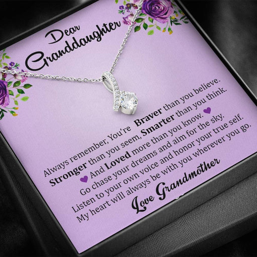 Dear Grand Daughter - Go Chase Your Dreams (Love, Grandmother) | Stunning 14K White Gold Family Forever Pendant Standard Box