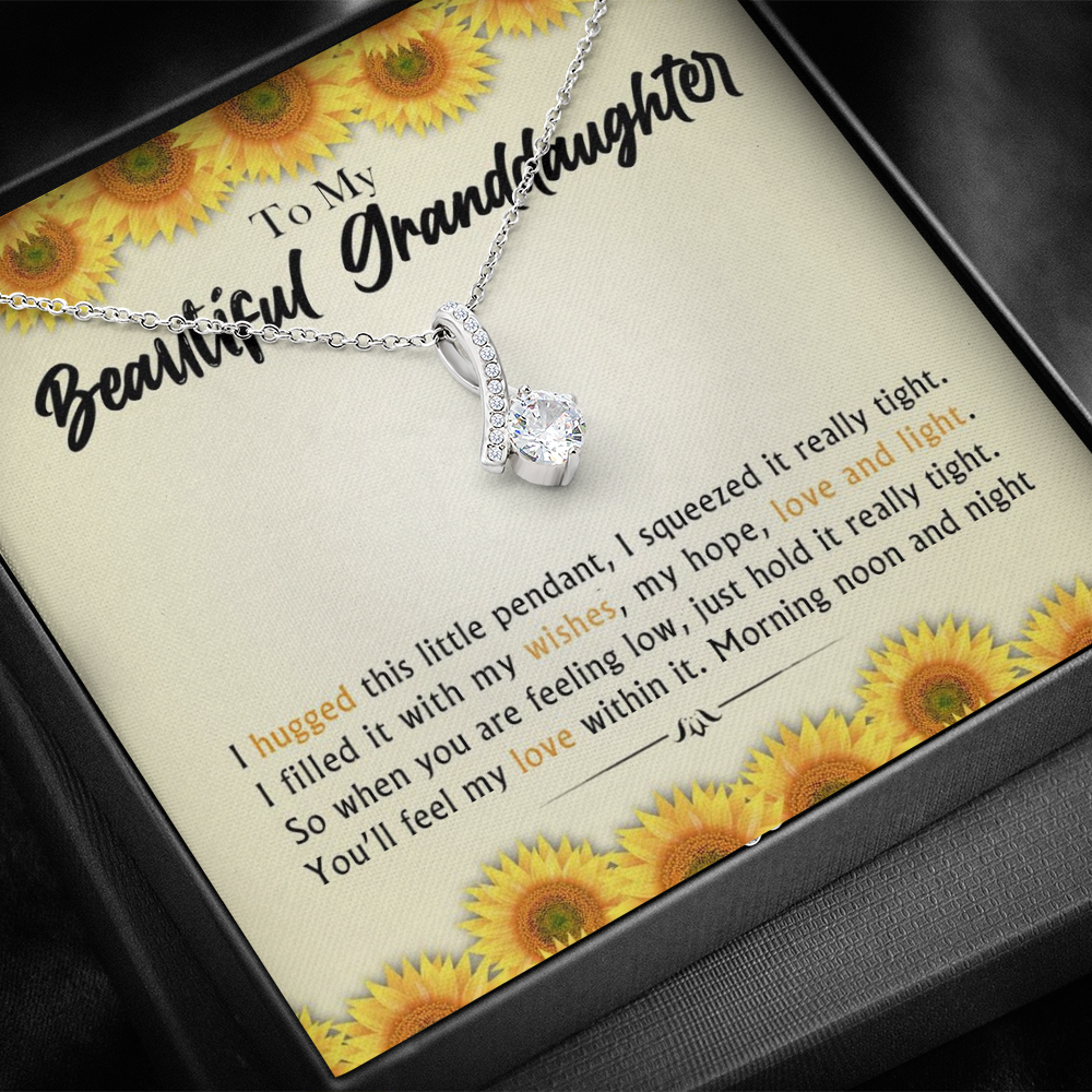 To My Beautiful Grand Daughter - When You Are Feeling Low | Beautiful 14K White Gold Family Forever Pendant