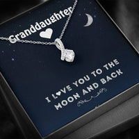 Grand Daughter-  I love You To The Moon And Back | Beautiful 14k White Gold Family Forever Pendant