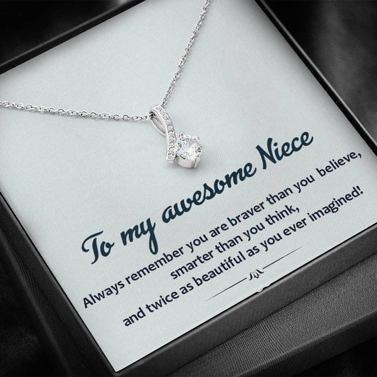To My Awesome Niece -  Always Remember | Beautiful 14K White Gold Family Forever Pendant