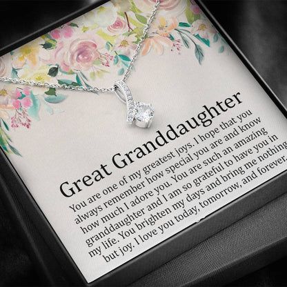 Great Grand Daughter - One Of My Greatest Joys |  Beautiful 14K White Gold Family Forever Pendant