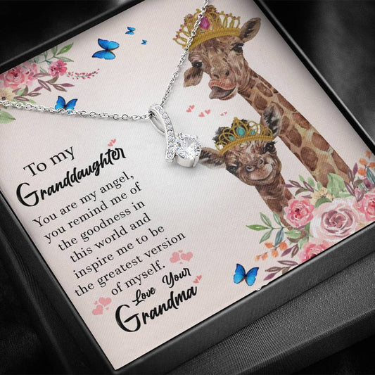To My Grand Daughter - You Are My Angel (Love, Your Grandma) | Beautiful 14k White Gold Family Forever Pendant