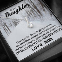 To My Daughter - You Are The Greatest Gift (Love, Mom) | Stunning 14K White Gold Family Forever Pendant