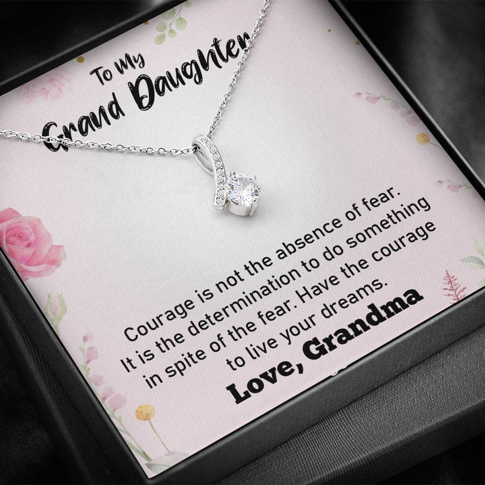 To my Grand Daughter - Live Your Dreams (Love, Grandma) | Beautiful 14k White Gold Family Forever Pendant