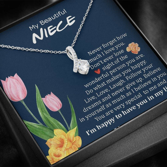 To My Beautiful Niece - Follow Your Dreams | Beautiful 14K White Gold Family Forever Pendant