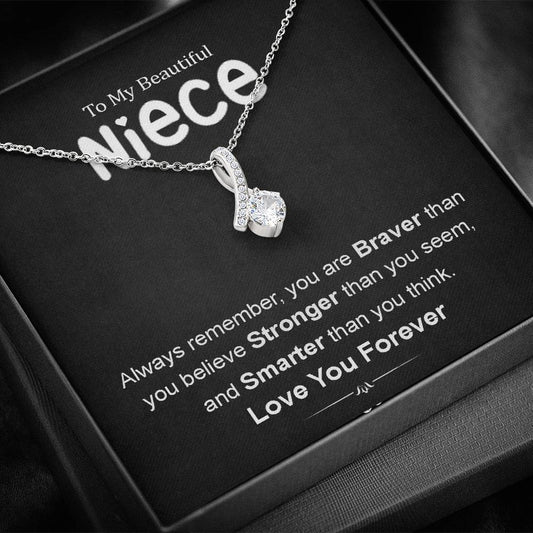 To My Beautiful Niece - Love You Forever | Beautiful 14K White Gold Family Forever Pendant