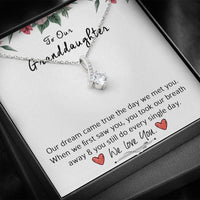 To Our Grand Daughter - You Took Our Breath Away | Beautiful 14k White Gold Family Forever Pendant