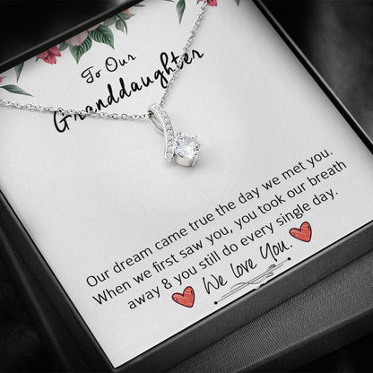 To Our Grand Daughter - You Took Our Breath Away | Beautiful 14k White Gold Family Forever Pendant