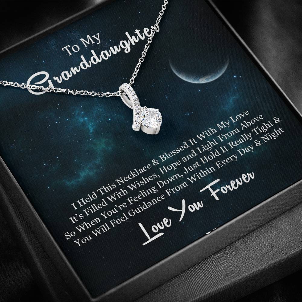 To My Grand Daughter - When You are Feeling Down | Stunning 14K White Gold Family Forever Pendant