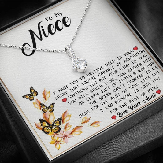 To My Niece - Promise To Love You (Love, Your Aunt) | Beautiful 14K White Gold Family Forever Pendant