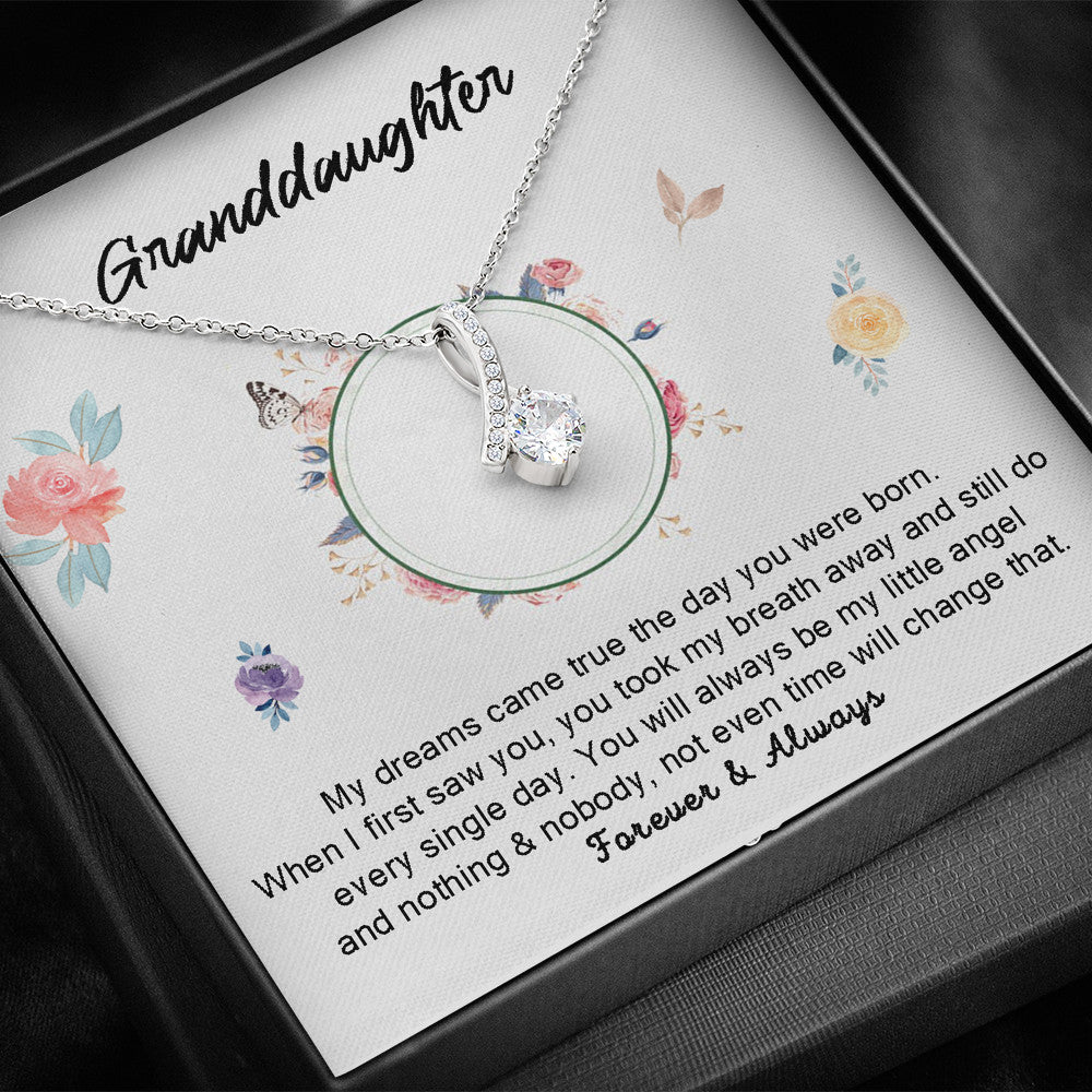 Grand Daughter - My Little Angel | Beautiful 14k White Gold Family Forever Pendant