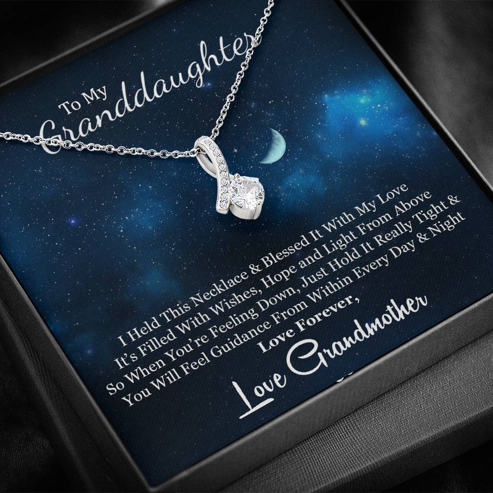 To My Grand Daughter - When You Are Feeling Down (Grandmother) | Stunning 14K White Gold Family Forever Pendant