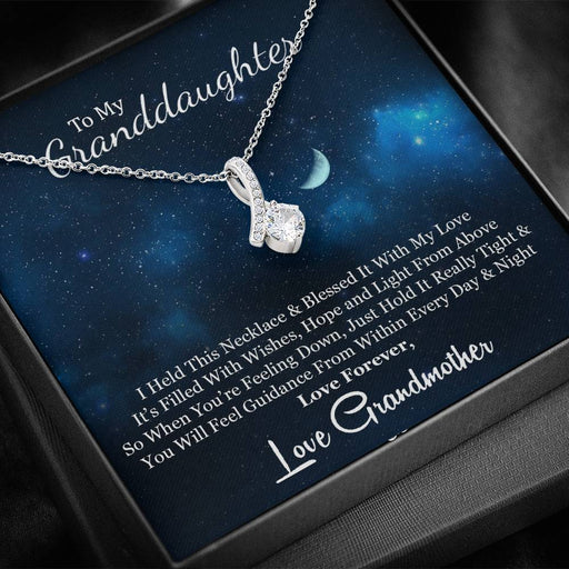 To My Grand Daughter - When You Are Feeling Down (Grandmother) | Stunning 14K White Gold Family Forever Pendant Standard Box