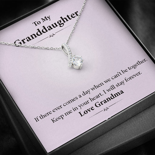 To My Grand Daughter - If We Can't Be Together (Love, Grandma) | Beautiful 14k White Gold Family Forever Pendant Standard Box