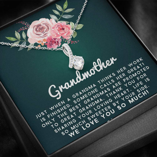 Grand Mother - Sweeter By Your Side |  Beautiful 14k White Gold Family Forever Pendant